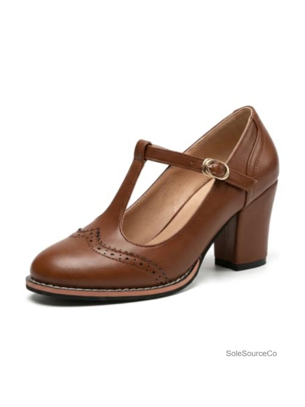 Vintage 1950s Oxford Heels Women's Retro Lace-up T-Strap Block Heel Pumps